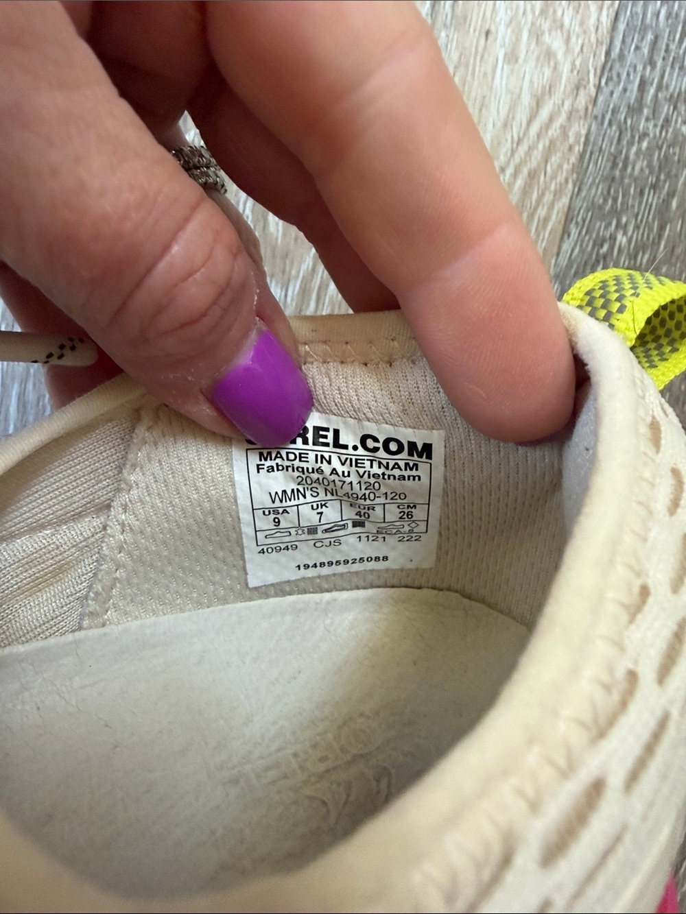 Sorel Light Beige Athletic Sneakers with Pink Soles - Picture 5 of 5